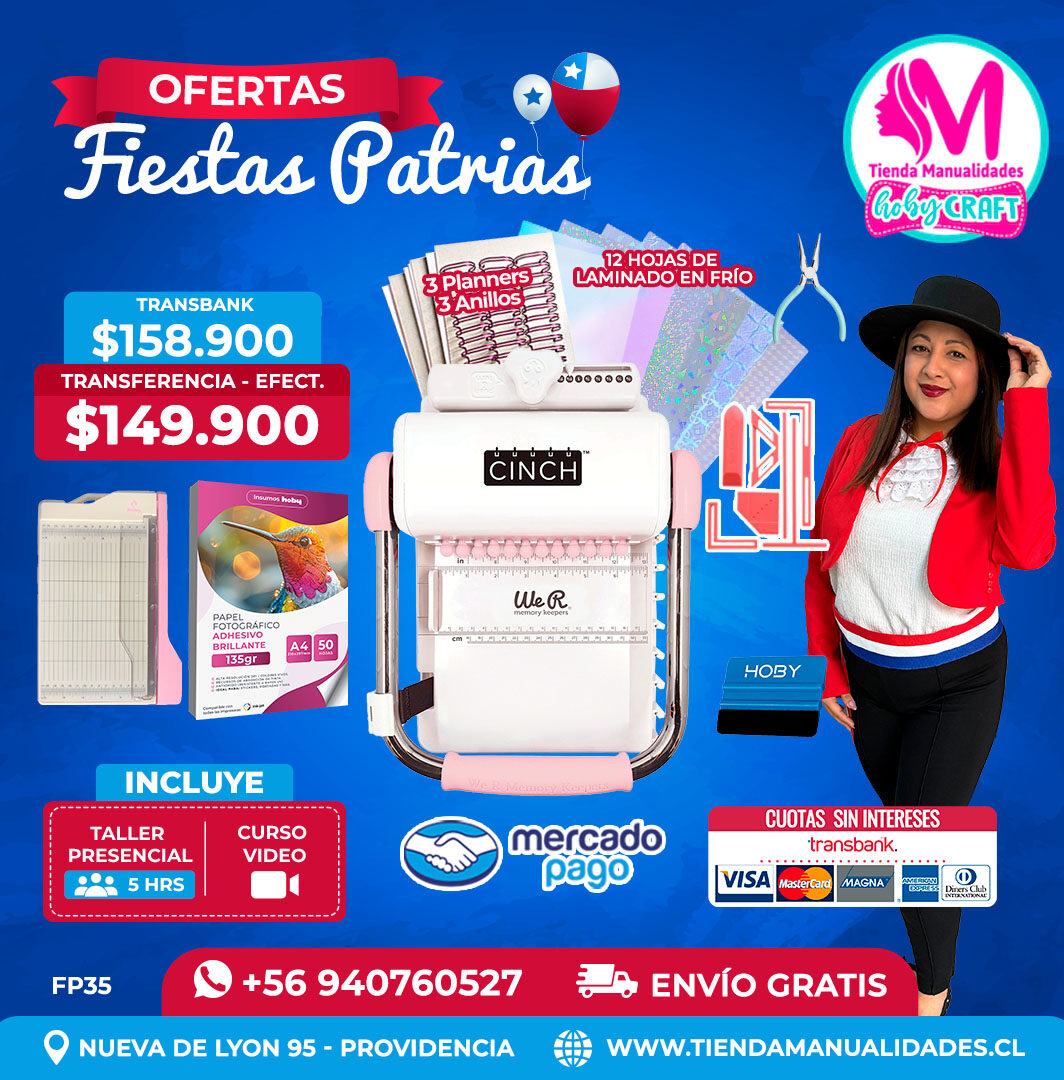FP35 Kit encuadernadora Cinch rosada – Envío gratis