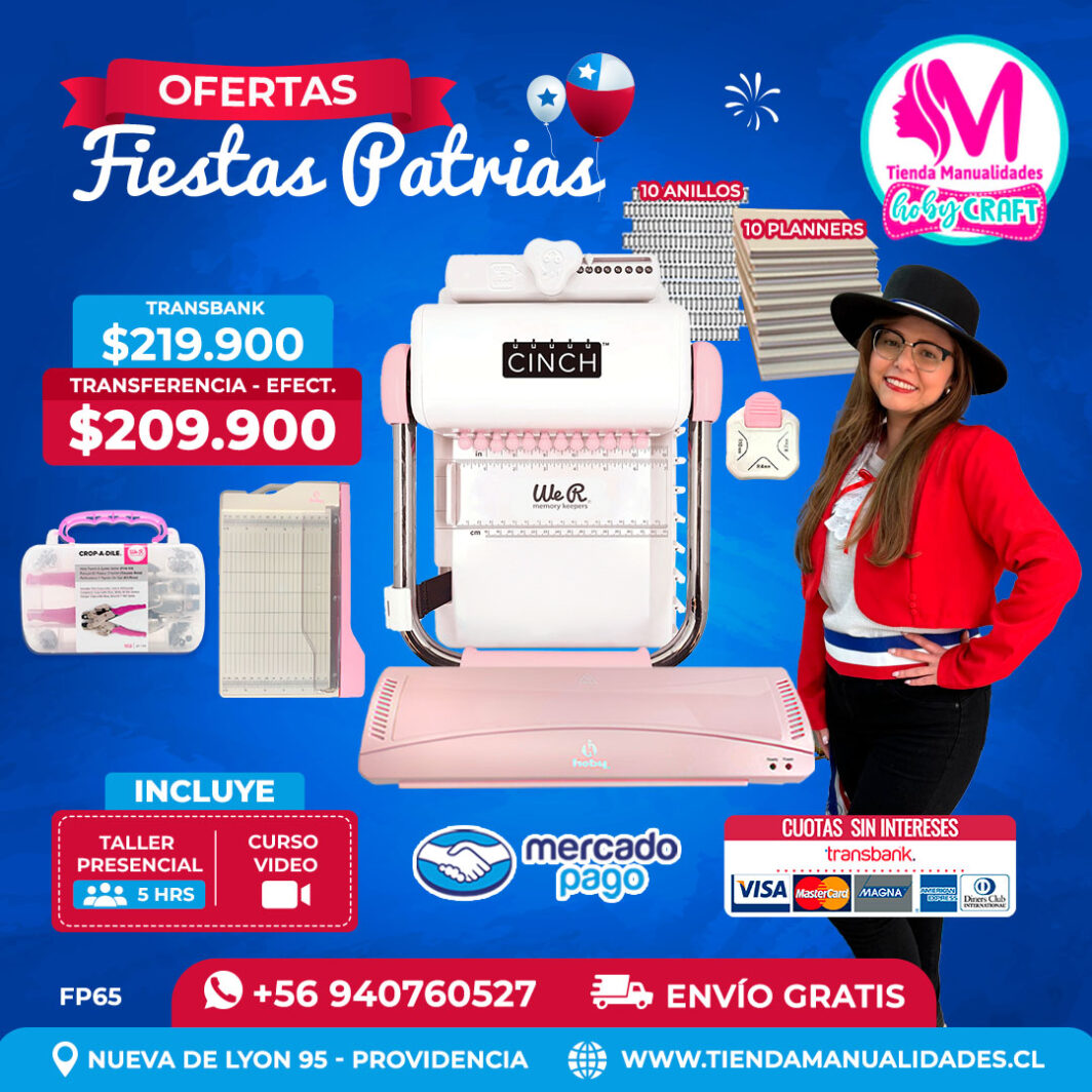 FP65 Kit encuadernadora Cinch rosada – Envío gratis