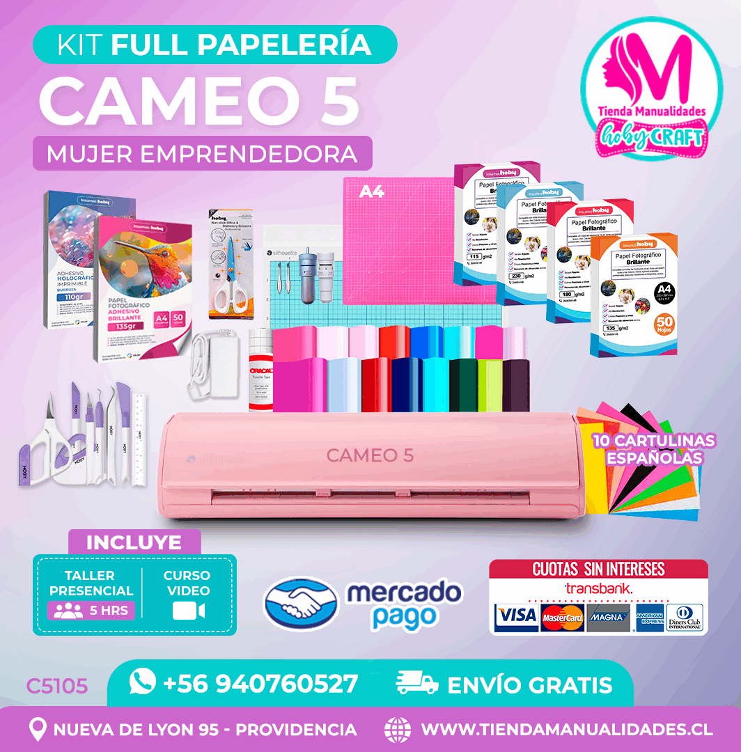 C5105 Kit Full Papelería Cameo 5 rosada + Envío gratis - Entrega inmediata