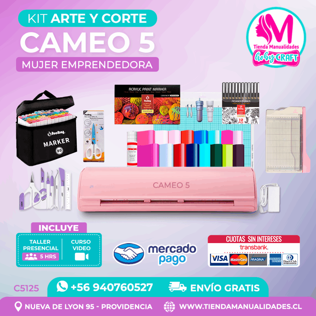 C5125 Kit Arte y Corte Cameo 5 rosada + Envío gratis - Entrega inmediata