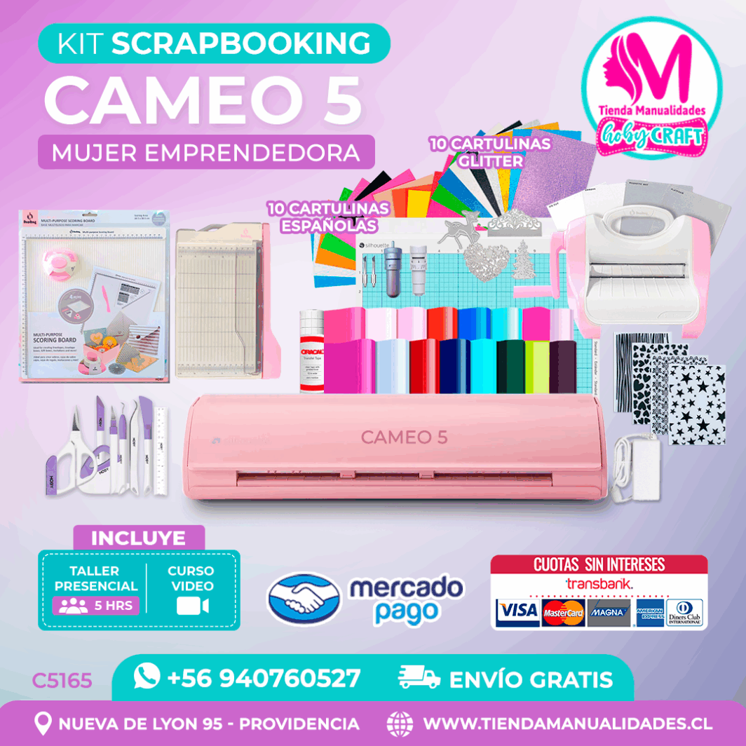 C5165 Kit Scrabooking Cameo 5 rosada + Envío gratis - Entrega inmediata