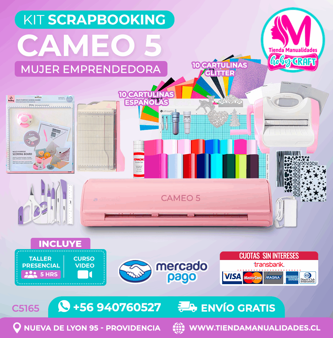 C5165 Kit Scrabooking Cameo 5 rosada + Envío gratis - Entrega inmediata