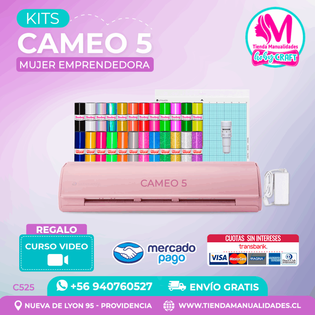 C525 Kit Silhouette Cameo 5 rosada + Envío gratis - Entrega inmediata