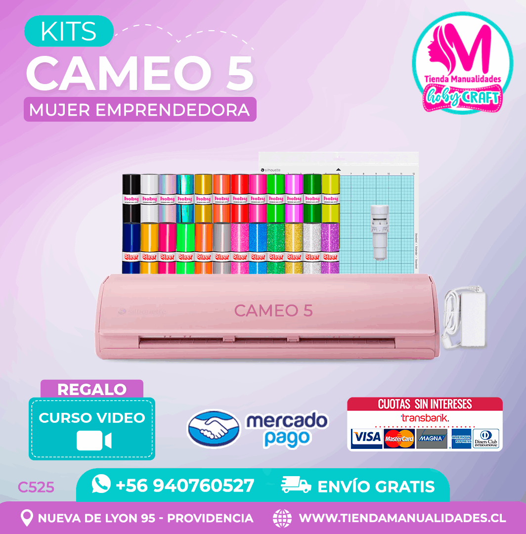 C525 Kit Silhouette Cameo 5 rosada + Envío gratis - Entrega inmediata