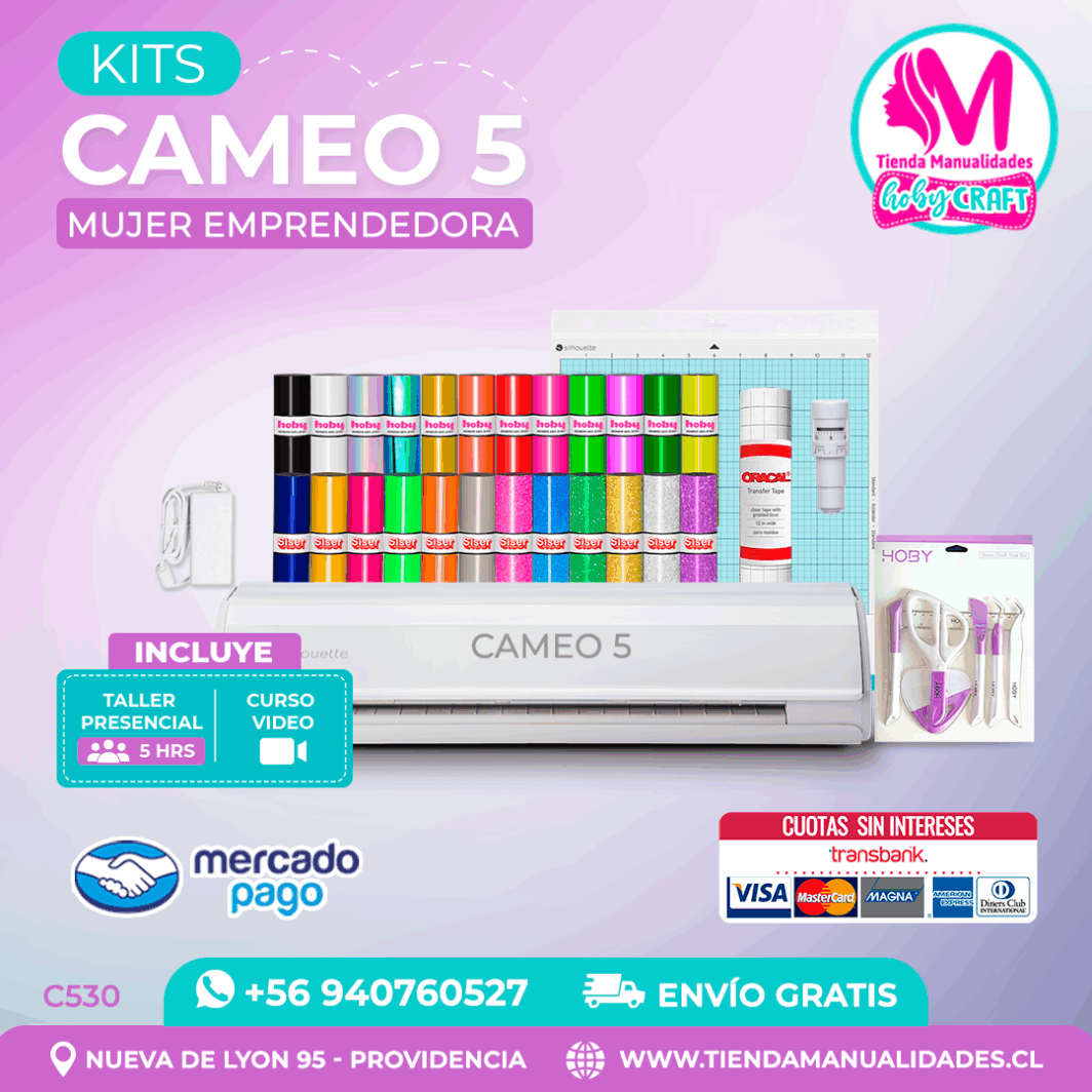 C530 Kit Silhouette Cameo 5 blanca + Taller presencial + Envío gratis - Entrega inmediata