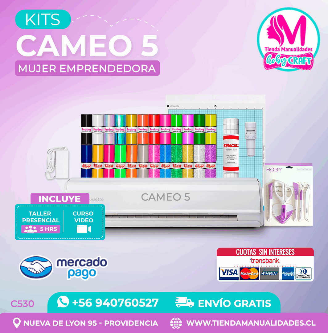 C530 Kit Silhouette Cameo 5 blanca + Taller presencial + Envío gratis - Entrega inmediata