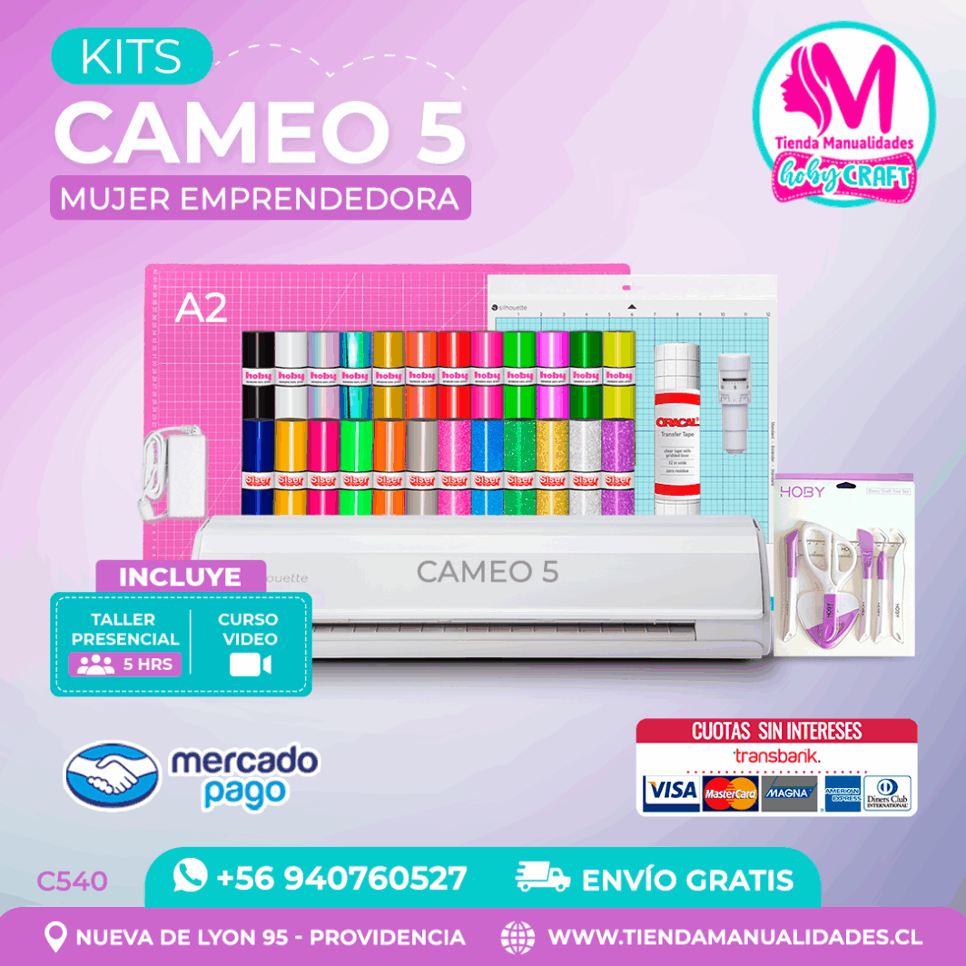 C540 Kit Silhouette Cameo 5 blanca + Taller presencial + Envío gratis - Entrega inmediata