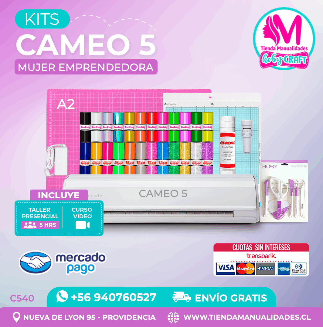 C540 Kit Silhouette Cameo 5 blanca + Taller presencial + Envío gratis - Entrega inmediata