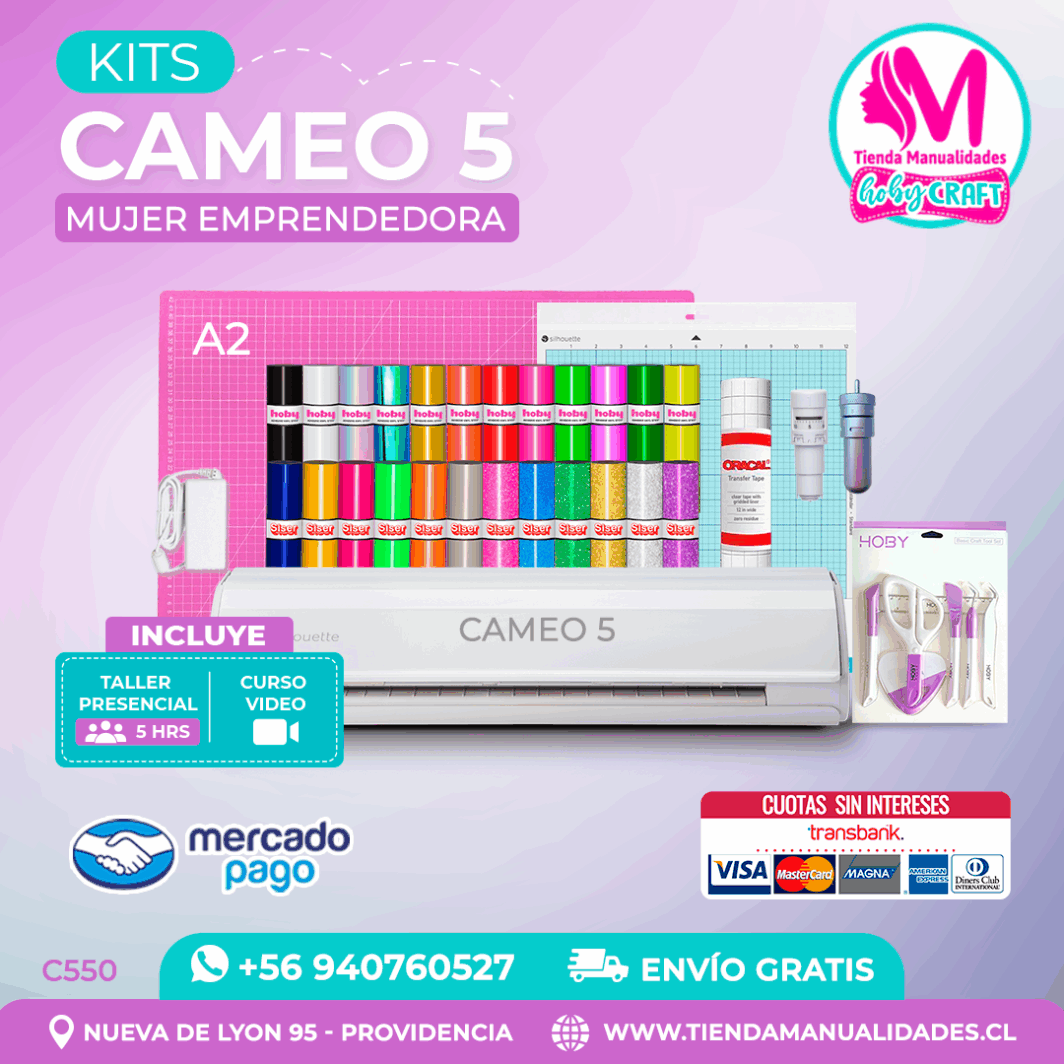 C550 Kit Silhouette Cameo 5 blanca + Taller presencial + Envío gratis - Entrega inmediata