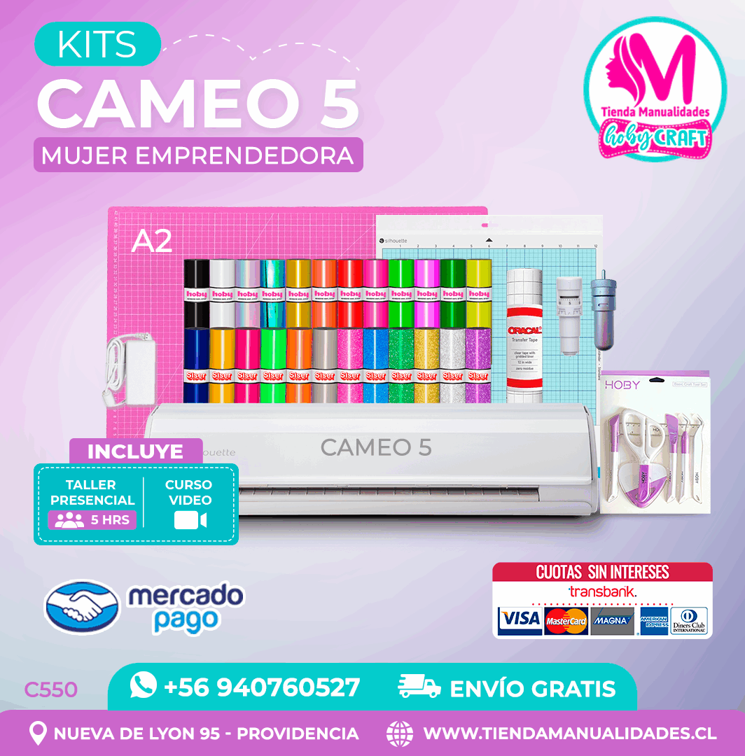 C550 Kit Silhouette Cameo 5 blanca + Taller presencial + Envío gratis - Entrega inmediata