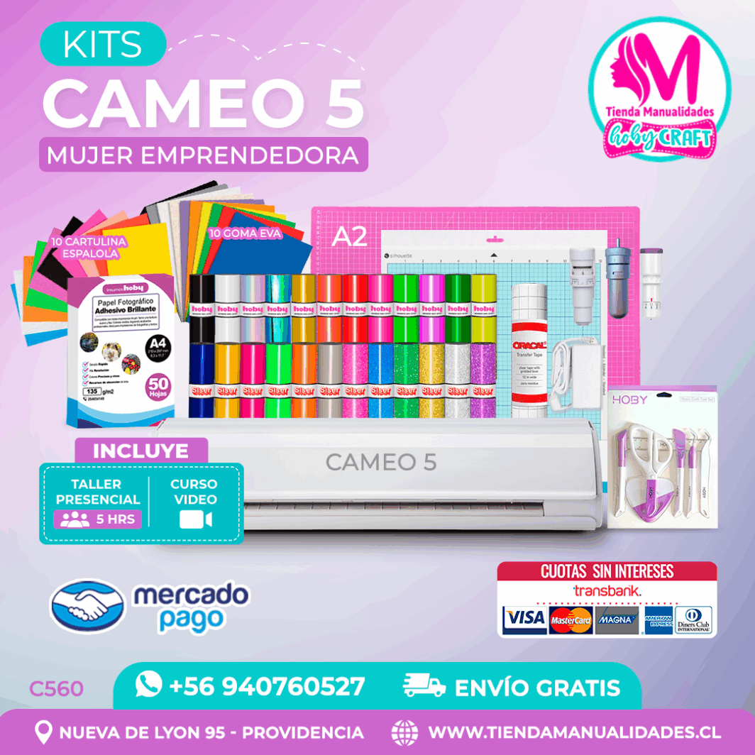 C560 Kit Silhouette Cameo 5 blanca + Taller presencial + Envío gratis - Entrega inmediata