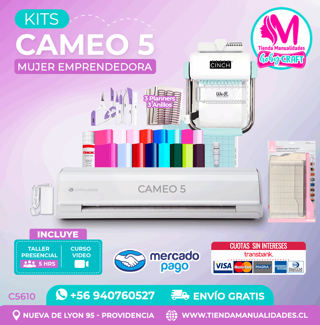 C5610 Kit Silhouette Cameo 5 blanca + Taller presencial + Envío gratis - Entrega inmediata