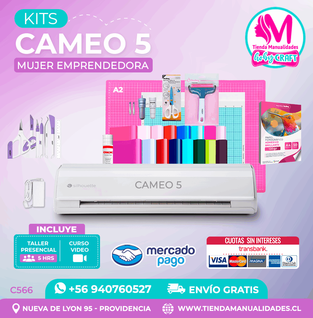 C566 Kit Silhouette Cameo 5 blanca + Taller presencial + Envío gratis - Entrega inmediata