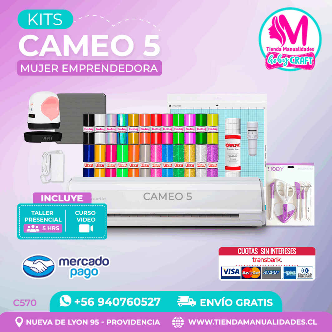 C570 Kit Silhouette Cameo 5 blanca + Taller presencial + Envío gratis - Entrega inmediata