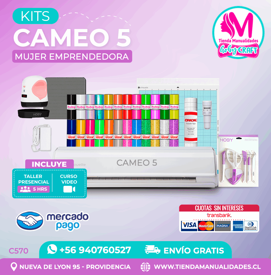 C570 Kit Silhouette Cameo 5 blanca + Taller presencial + Envío gratis - Entrega inmediata