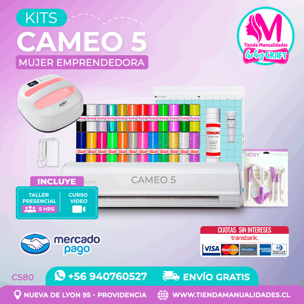 C580 Kit Silhouette Cameo 5 blanca + Taller presencial + Envío gratis - Entrega inmediata