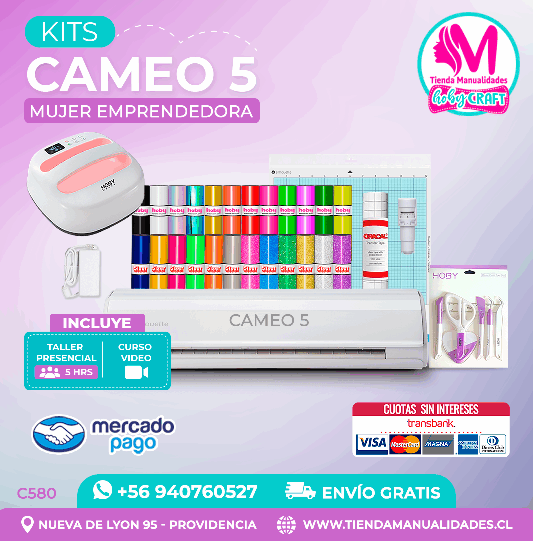 C580 Kit Silhouette Cameo 5 blanca + Taller presencial + Envío gratis - Entrega inmediata