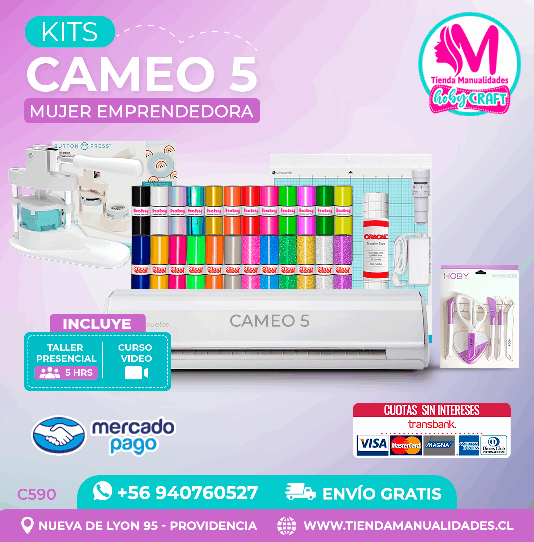 C590 Kit Silhouette Cameo 5 blanca + Taller presencial + Envío gratis - Entrega inmediata