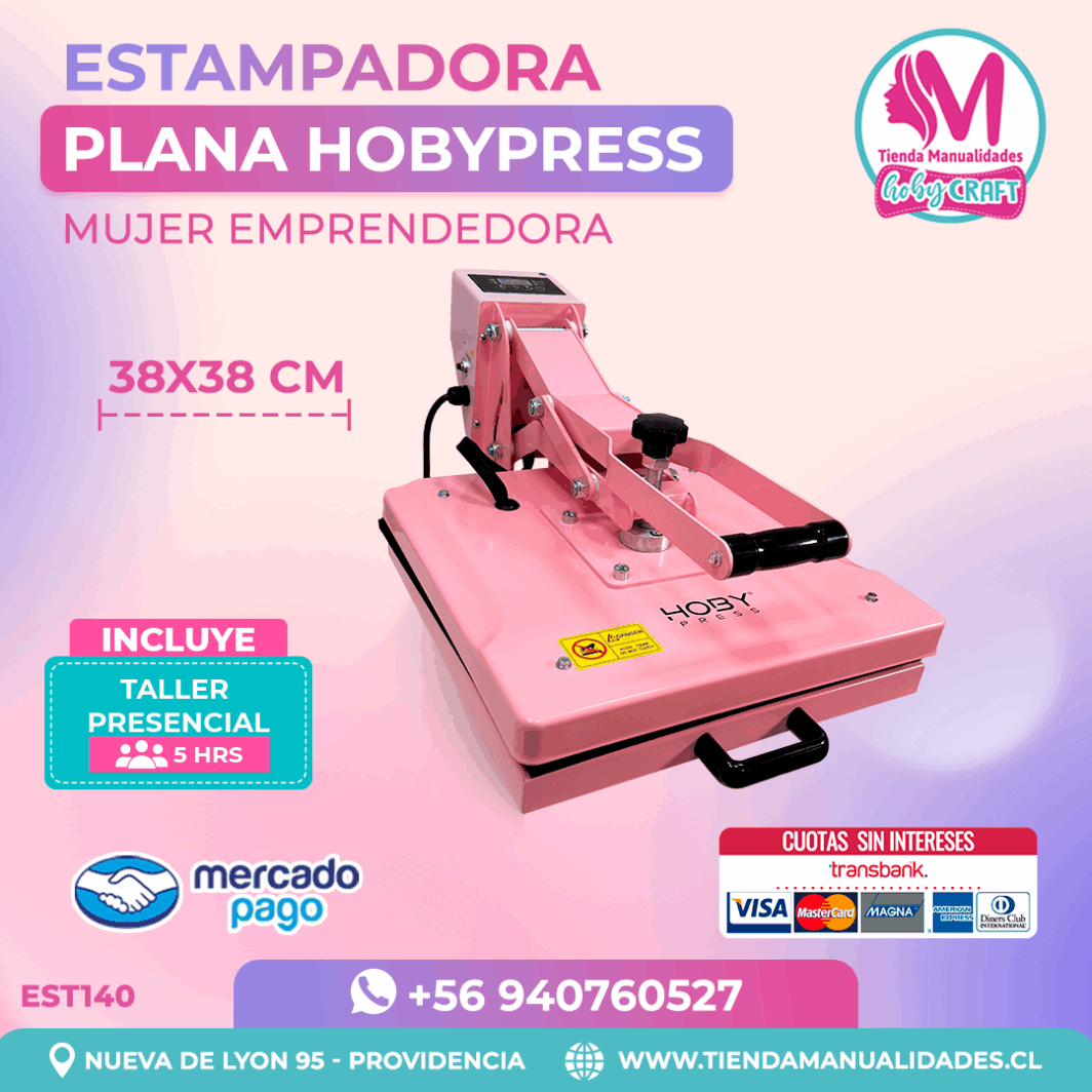 EST140 Estampadora Plana HobyPress Pink 38x38cm - Imagen 2