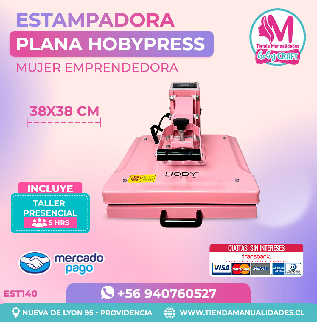 EST140 Estampadora Plana HobyPress Pink 38x38cm