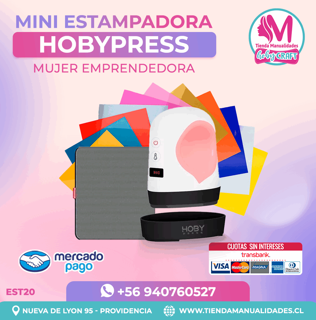 EST20 Kit Estampadora Mini HobyPress Rosa – Envío gratis – Entrega Inmediata
