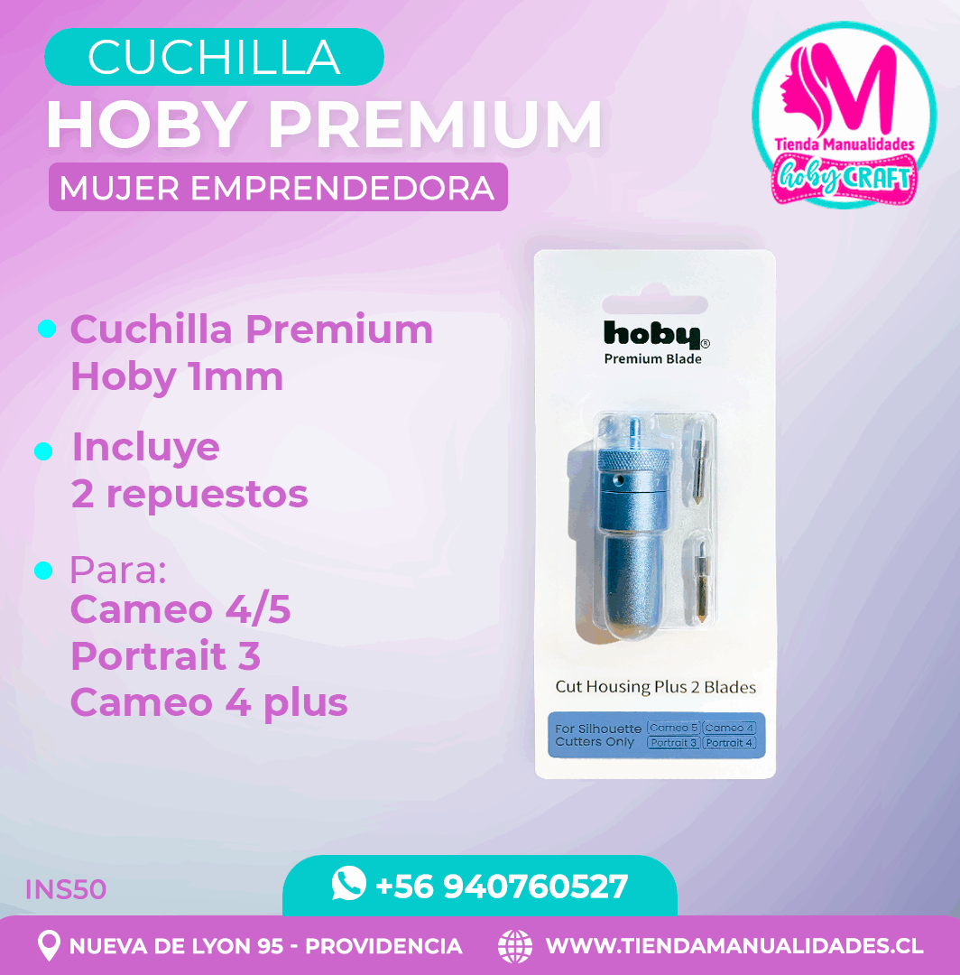 INS50 Cuchilla Premium Hoby (1mm) Para Cameo 4/5 Portrait 3 Y Cameo 4 Plus