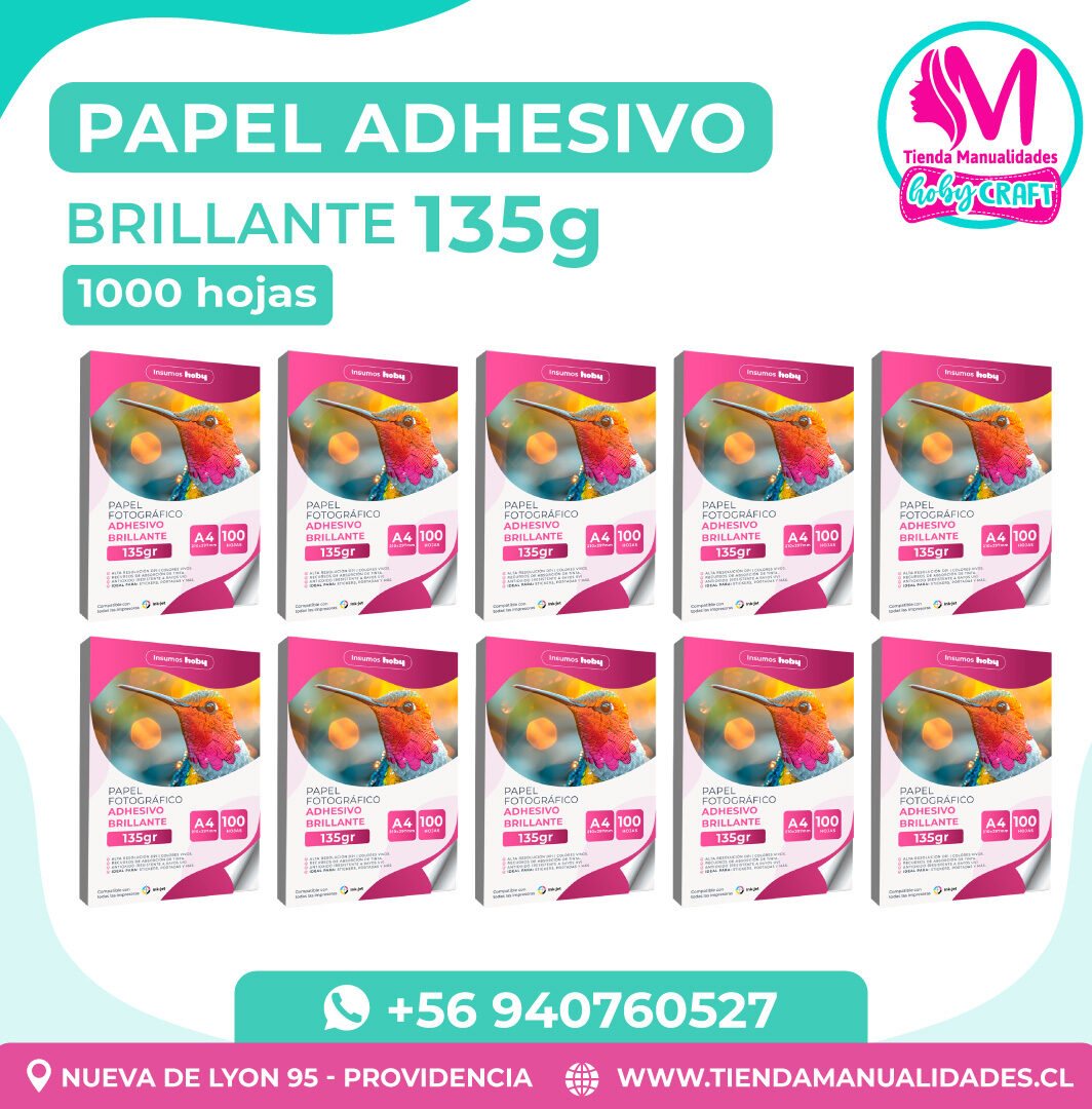 PP50 Pack Papel Fotográfico Adhesivo Glossy 135 g / A4 – 1000 Hojas – Entrega Inmediata