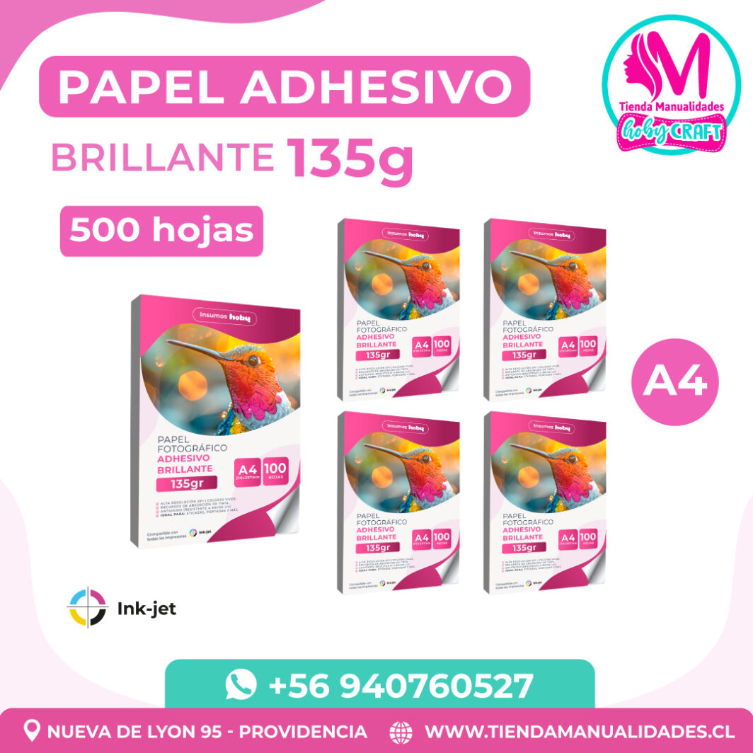 PP50 Pack Papel Fotográfico Adhesivo Glossy 135 g / A4 – 1000 Hojas – Entrega Inmediata