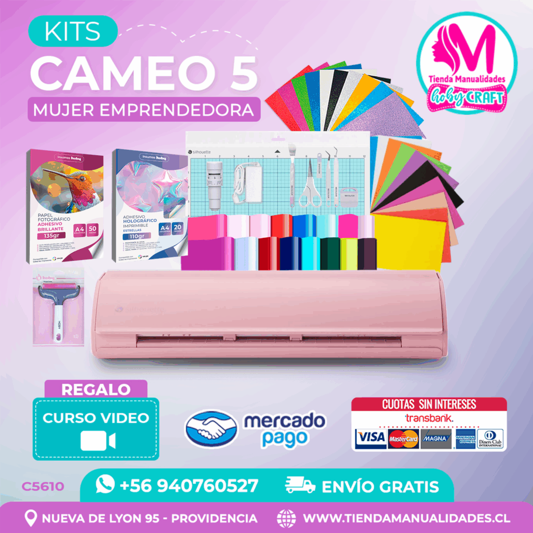 C5610 Kit Silhouette Cameo 5 rosada - Envío gratis - Entrega inmediata
