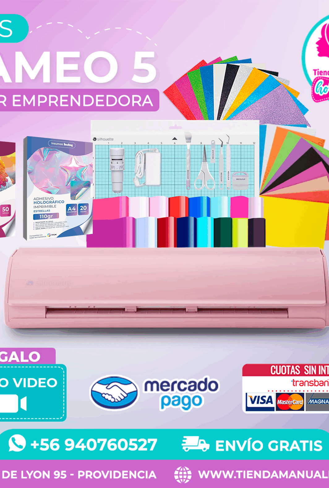 C5610 Kit Silhouette Cameo 5 rosada - Envío gratis - Entrega inmediata