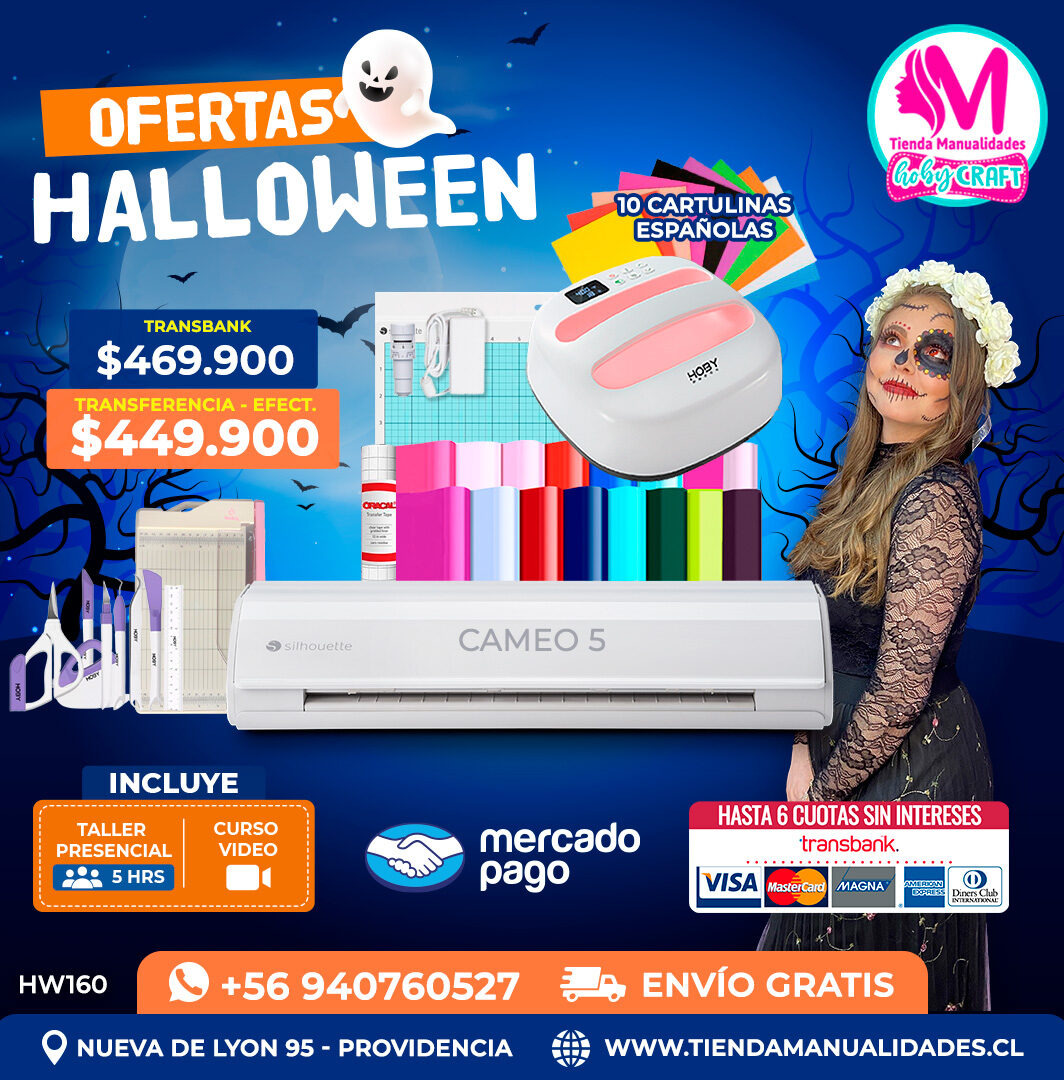 HW160 Kit Silhouette Cameo 5 blanca + Estampadora 24x24cm – Envío gratis 07 Noviembre