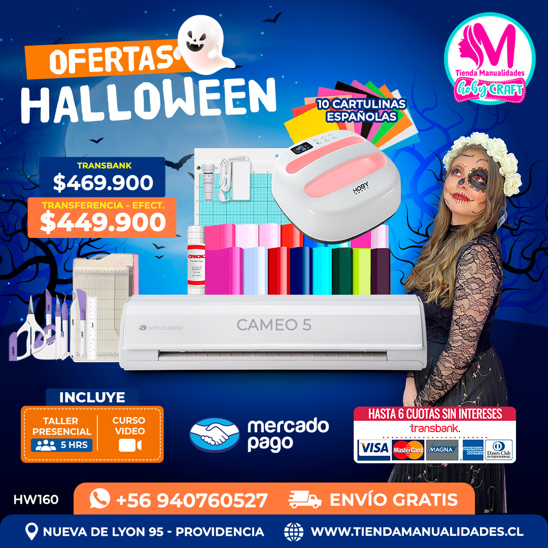 HW160 Kit Silhouette Cameo 5 blanca + Estampadora 24x24cm – Envío gratis 07 Noviembre