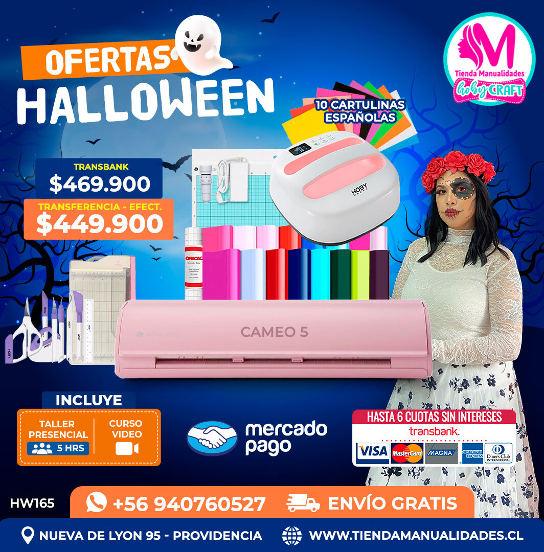 HW165 Kit Silhouette Cameo 5 rosada + Estampadora 24x24cm – Envío gratis