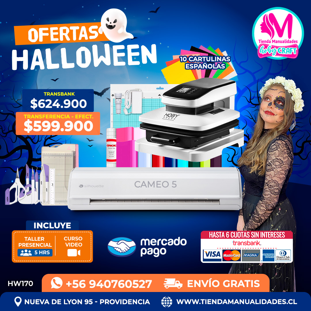 HW170 Kit Silhouette Cameo 5 blanca + Estampadora automática – Envío gratis 07 Noviembre