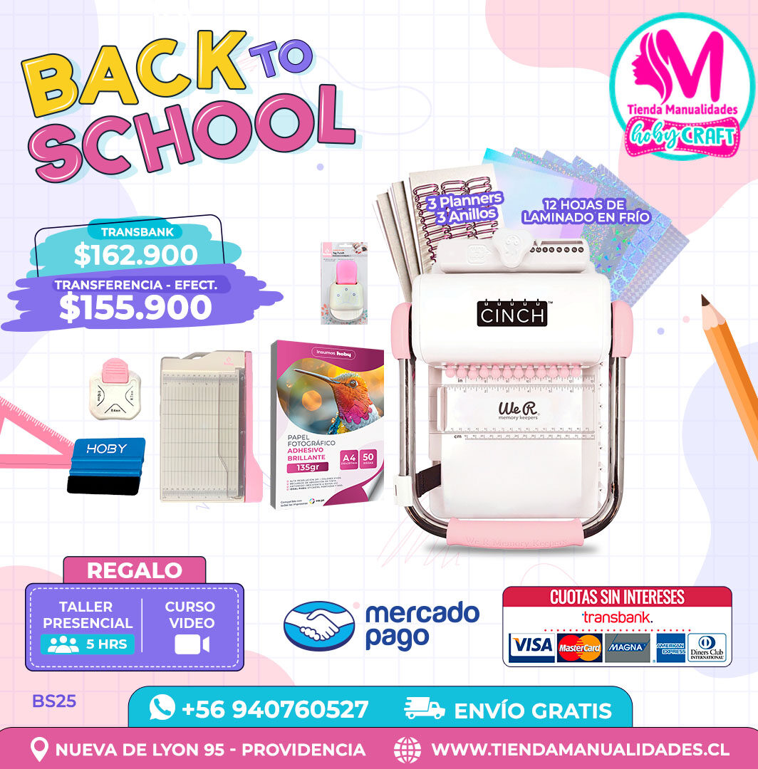 BS25 Kit encuadernadora Cinch rosada – Envío gratis