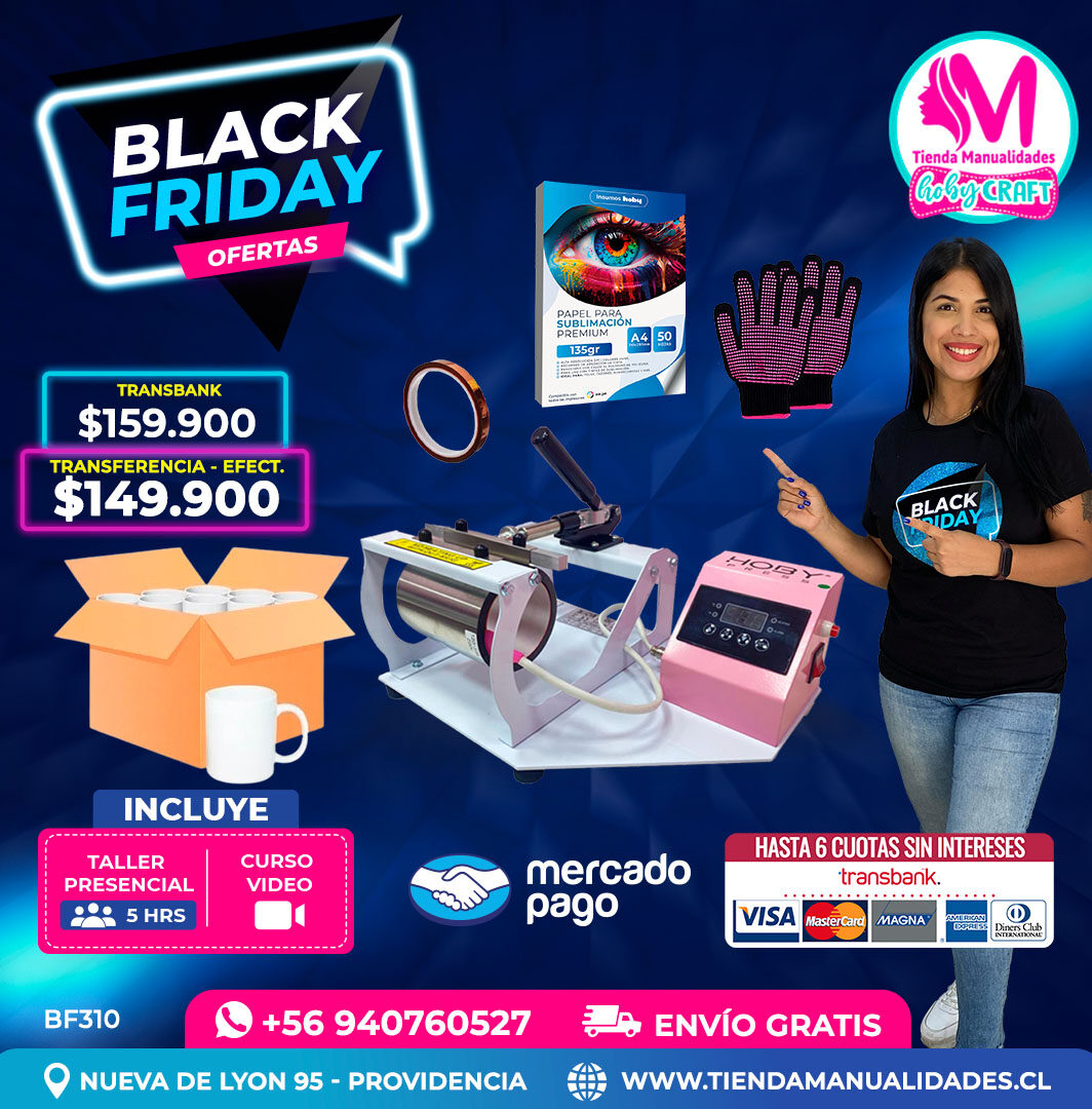 BF310 Kit Estampadora de tazas Hobypress – Envío gratis