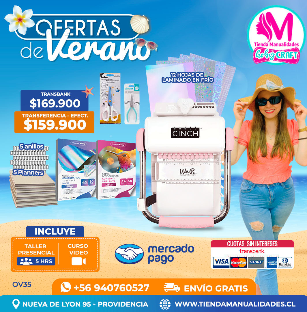 OV35 Kit encuadernadora Cinch rosada – Envío gratis