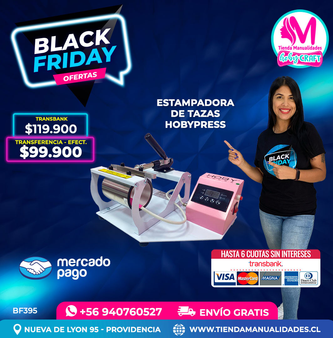 BF395 Estampadora de tazas HobyPress  – Envío gratis
