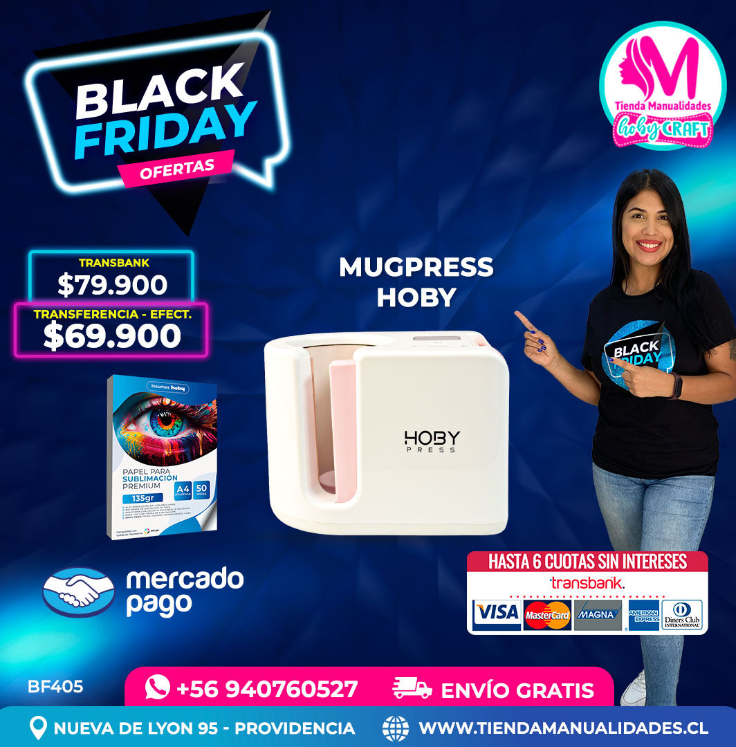 BF405 Estampadora de tazas Mug HobyPress – Envío gratis