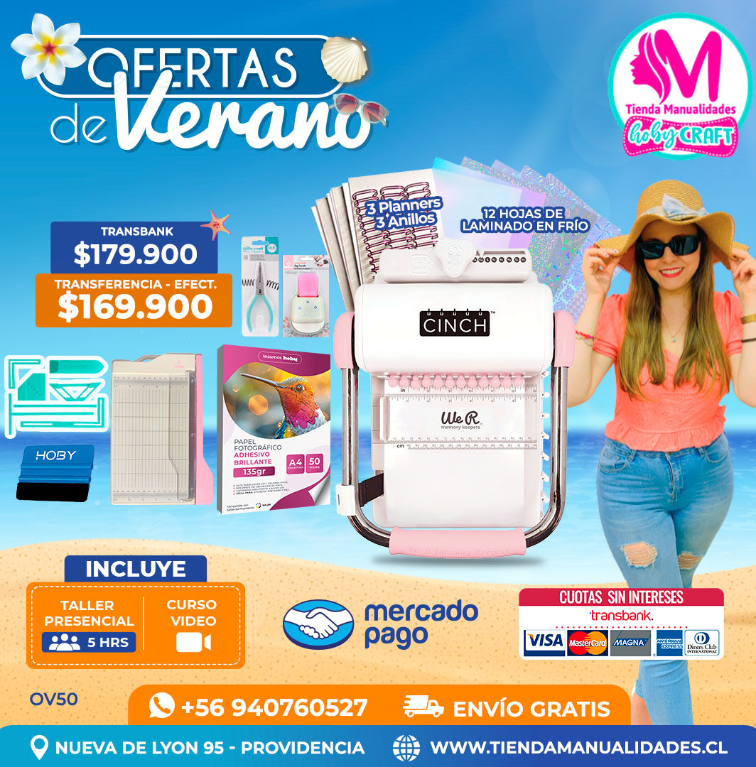 OV50 Kit encuadernadora Cinch rosada – Envío gratis