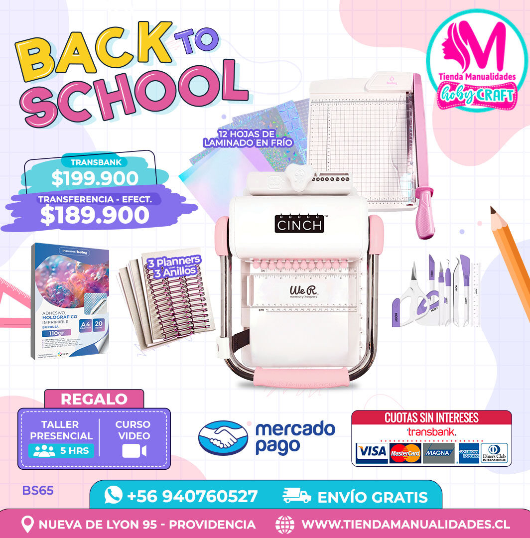 BS65 Kit encuadernadora Cinch rosada – Envío gratis