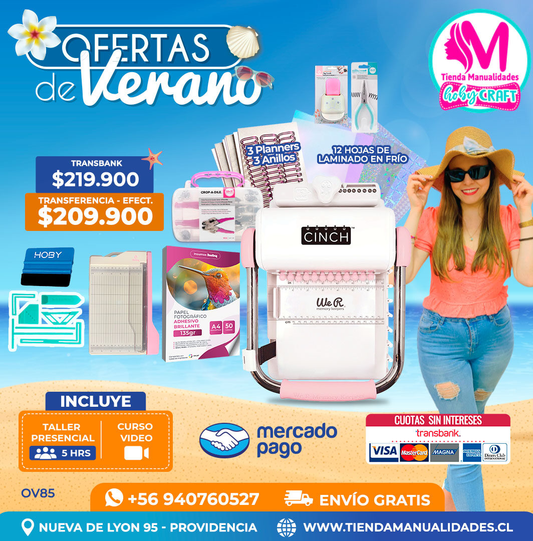 OV85 Kit encuadernadora Cinch rosada – Envío gratis