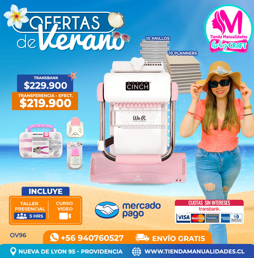 OV96 Kit encuadernadora Cinch rosada – Envío gratis
