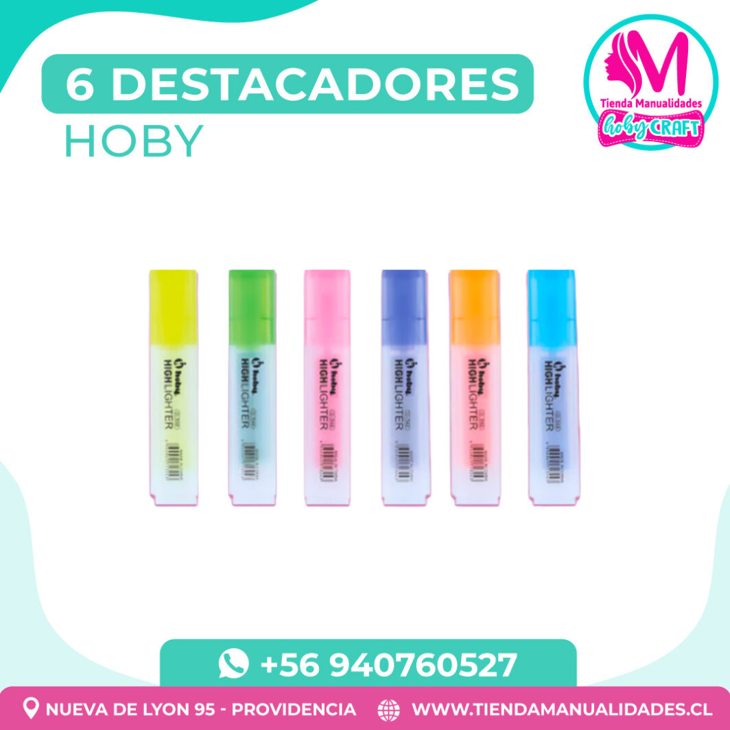 PM10 Set de 6 destacadores Hoby - Entrega inmediata