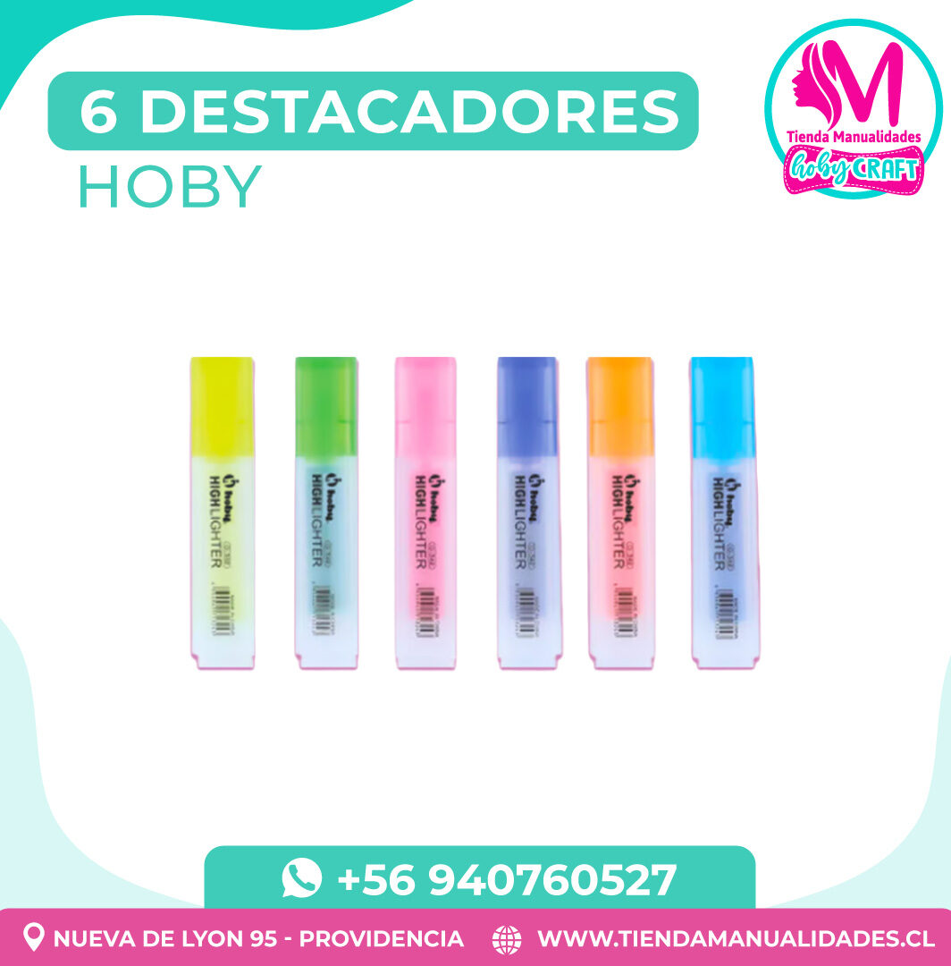 PM10 Set de 6 destacadores Hoby - Entrega inmediata