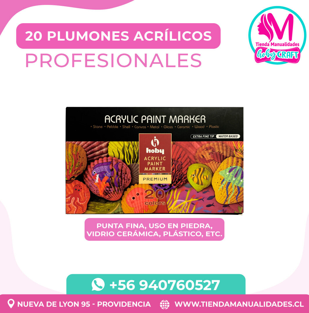 PM15 Set de 20 Plumones acrílicos Hoby - Entrega inmediata