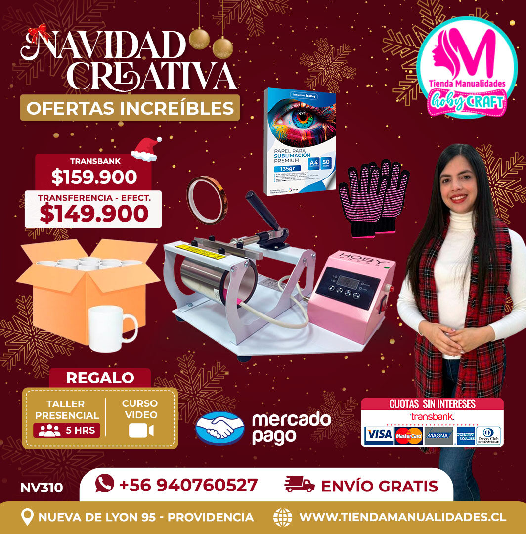 NV310 Kit Estampadora de tazas Hobypress – Envío gratis