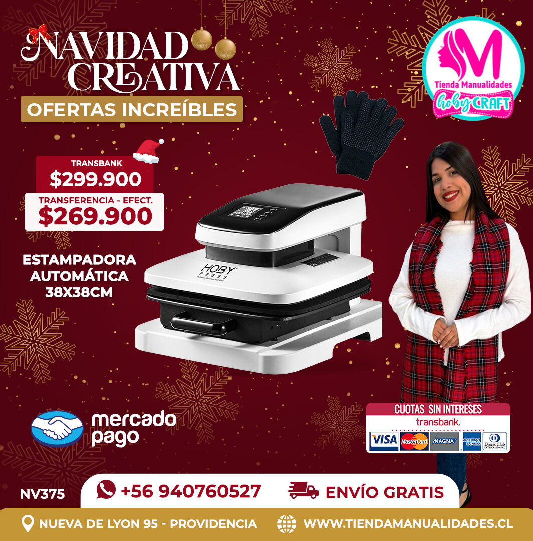 NV375 Estampadora Automática HobyPress 38x38cm – Envío gratis