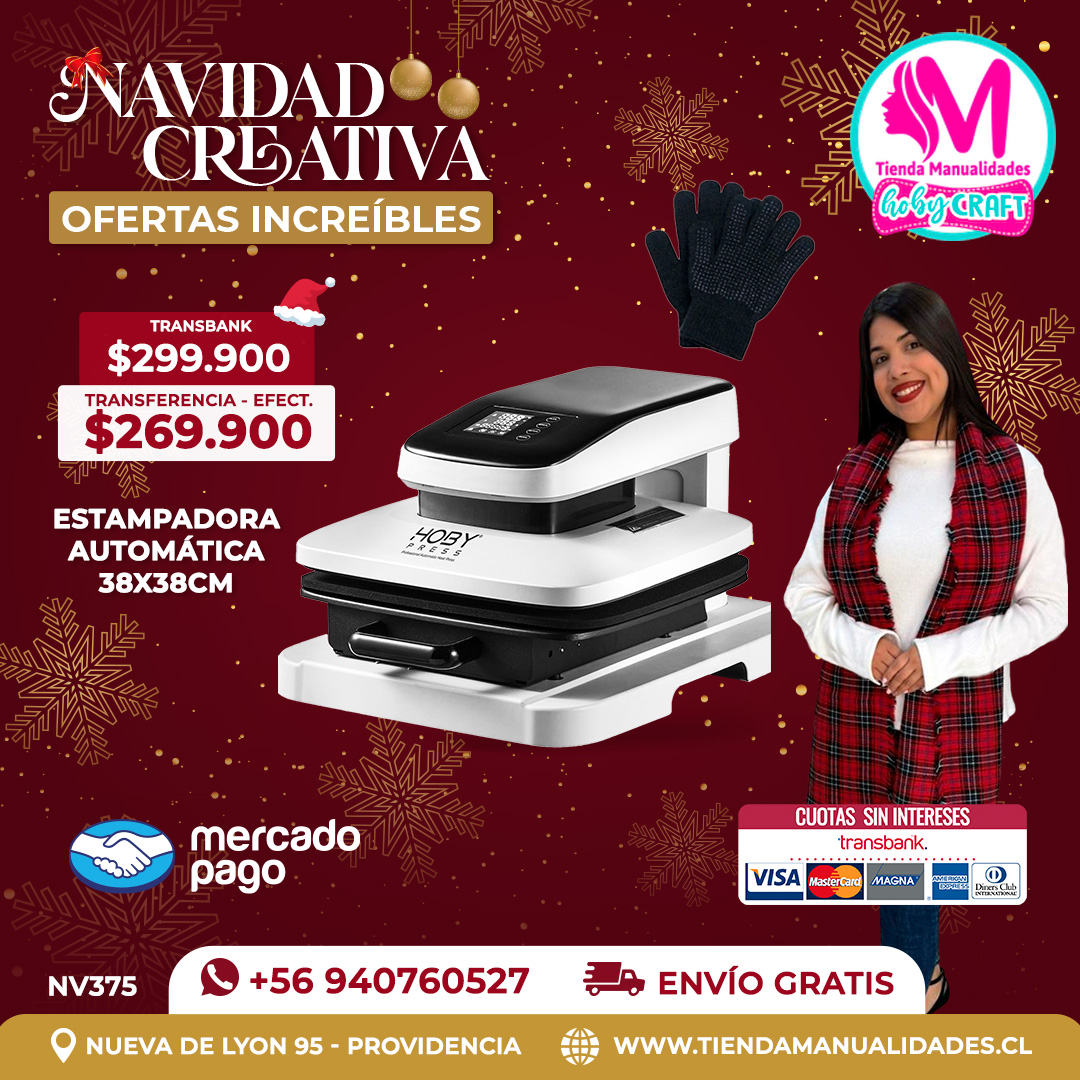 NV375 Estampadora Automática HobyPress 38x38cm – Envío gratis