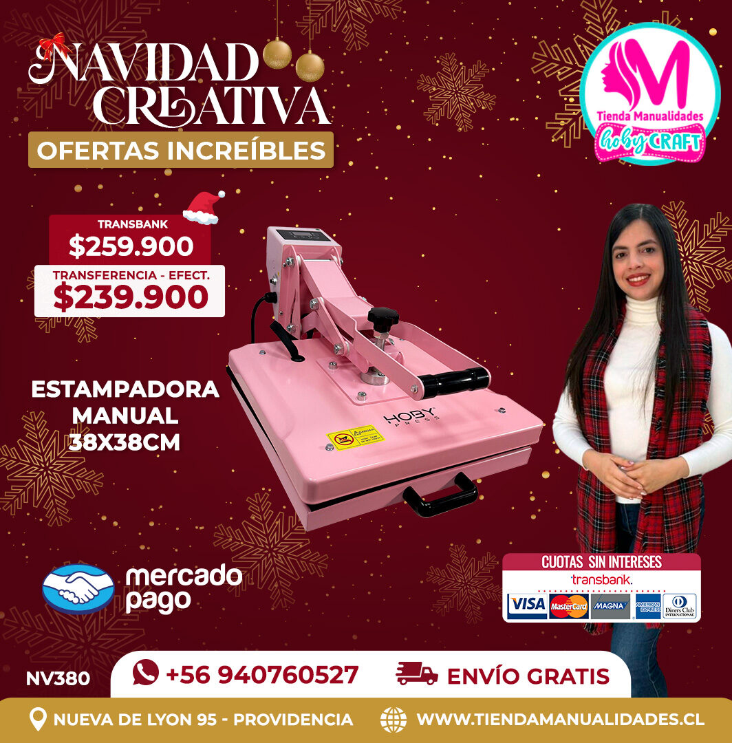 NV380 Estampadora Plana HobyPress Pink 38x 38cm – Envío gratis
